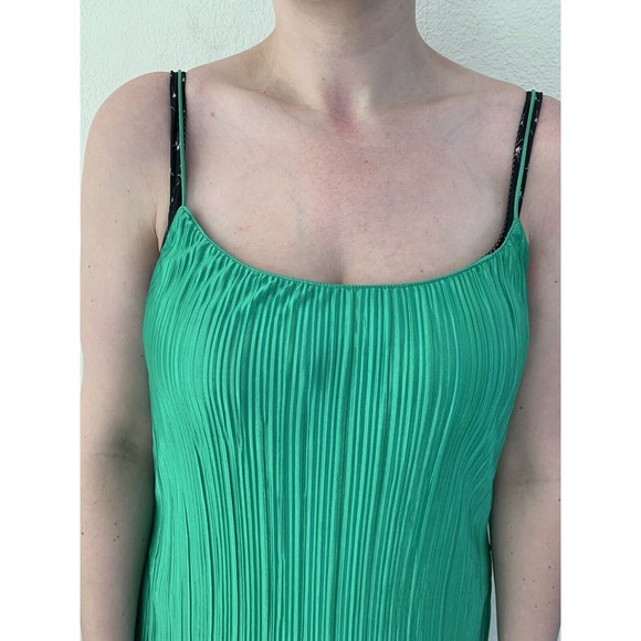 Good American Always Fits Green Plisse Slip Dress size 3-4 Midi pleat MSRP $140 - Picture 5 of 11